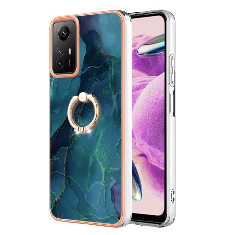 Electroplating Marble Dual-side IMD Phone Case with Ring
