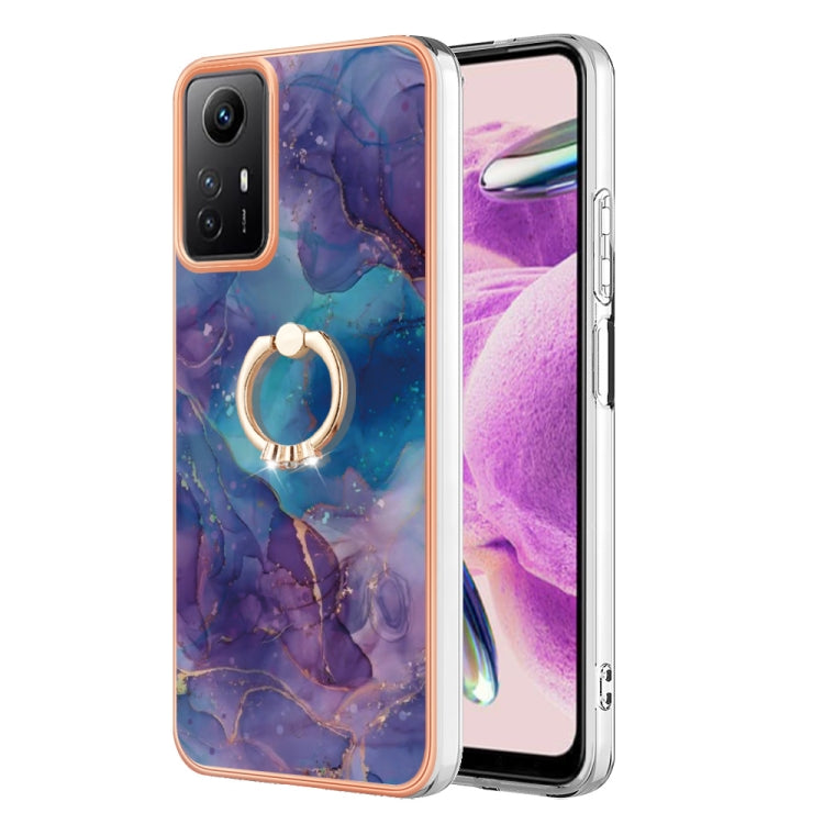 Electroplating Marble Dual-side IMD Phone Case with Ring