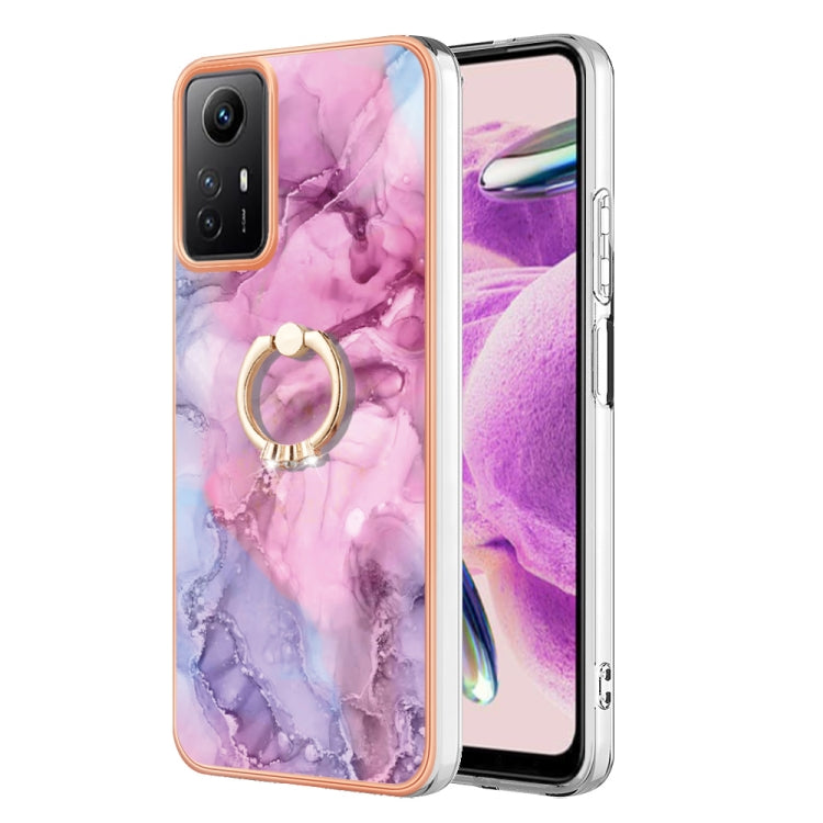 Electroplating Marble Dual-side IMD Phone Case with Ring