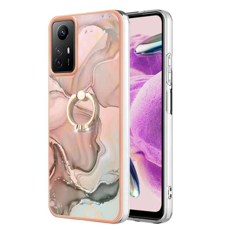 Electroplating Marble Dual-side IMD Phone Case with Ring
