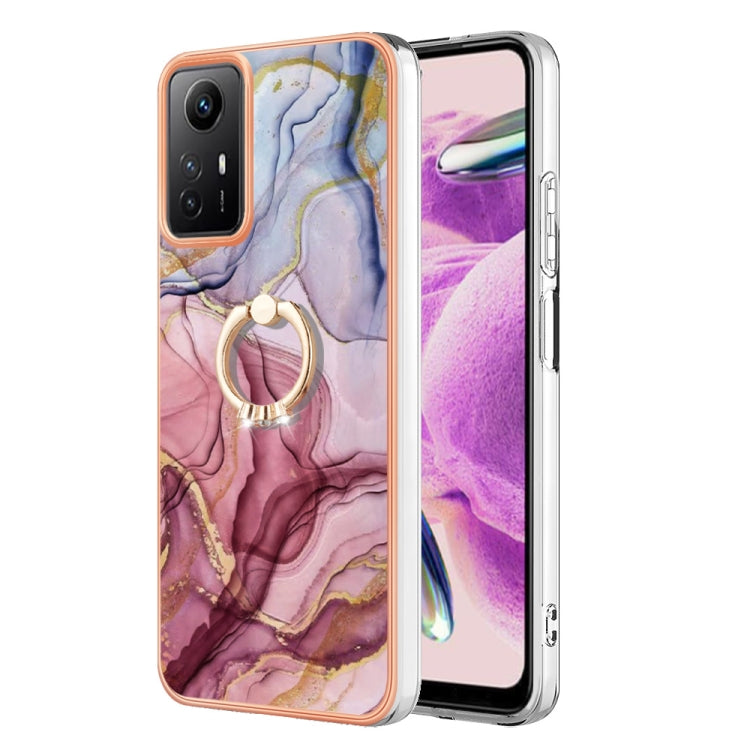 Electroplating Marble Dual-side IMD Phone Case with Ring