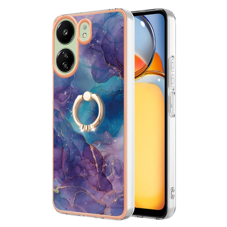 Electroplating Marble Dual-side IMD Phone Case with Ring