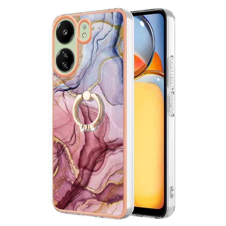 Electroplating Marble Dual-side IMD Phone Case with Ring