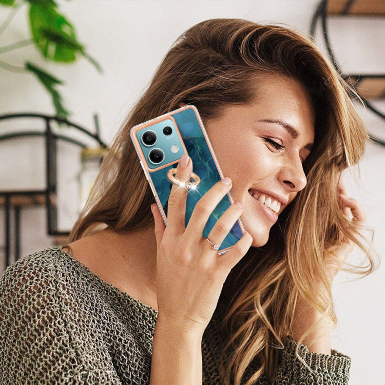 Electroplating Marble Dual-side IMD Phone Case with Ring