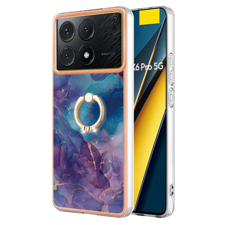 Electroplating Marble Dual-side IMD Phone Case with Ring