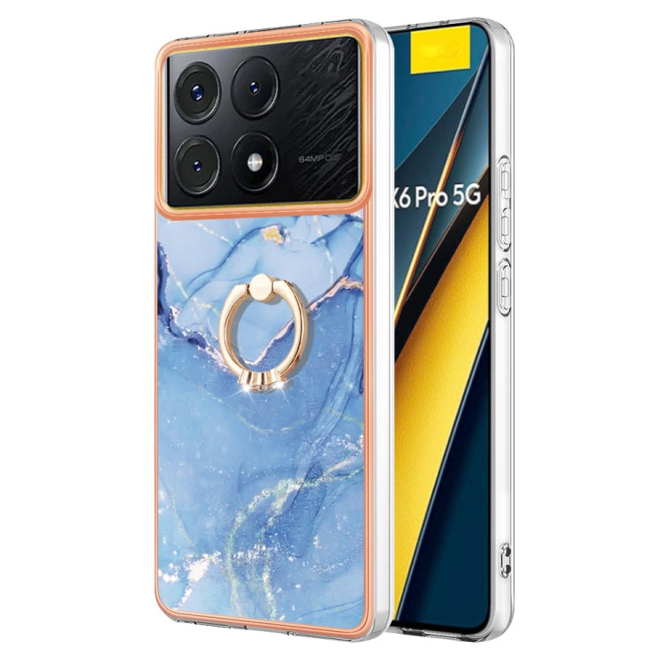 Electroplating Marble Dual-side IMD Phone Case with Ring