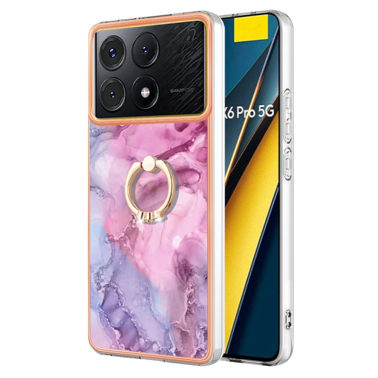 Electroplating Marble Dual-side IMD Phone Case with Ring