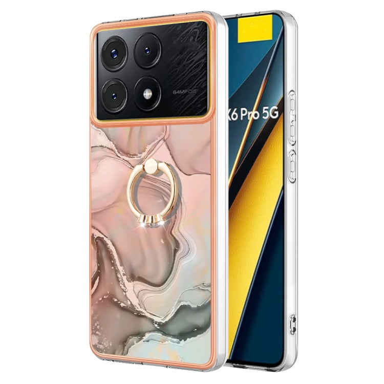 Electroplating Marble Dual-side IMD Phone Case with Ring