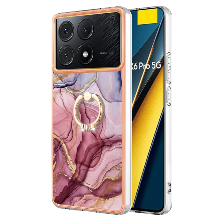 Electroplating Marble Dual-side IMD Phone Case with Ring