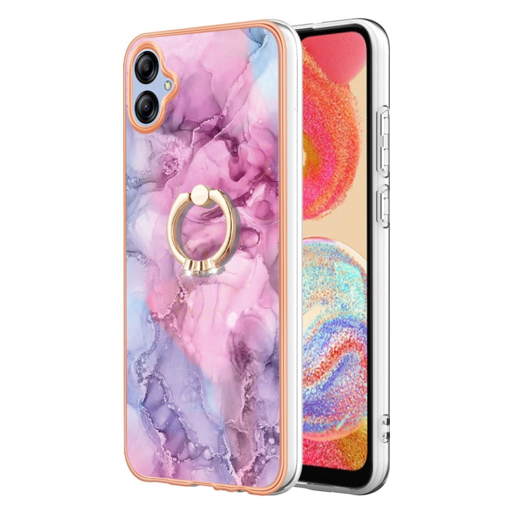 Electroplating Marble Dual-side IMD Phone Case with Ring, For Samsung Galaxy A04e