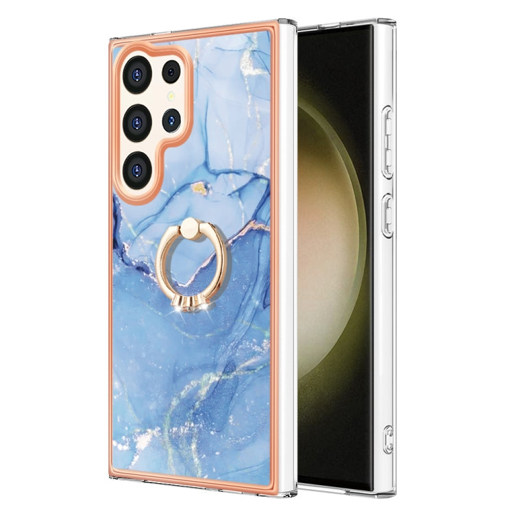 Electroplating Marble Dual-side IMD Phone Case with Ring