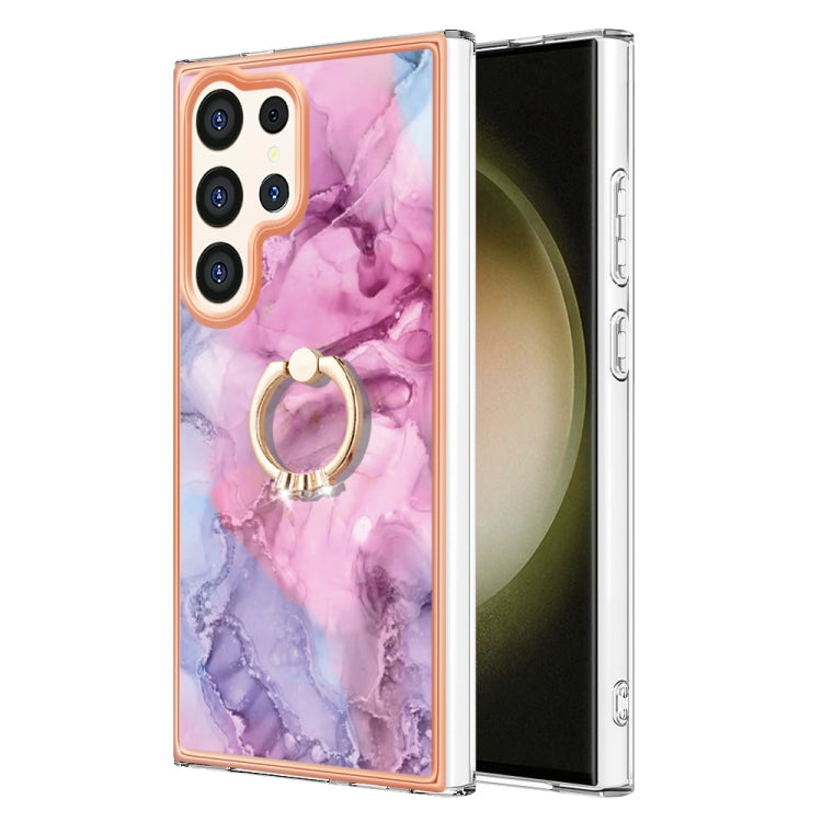 Electroplating Marble Dual-side IMD Phone Case with Ring