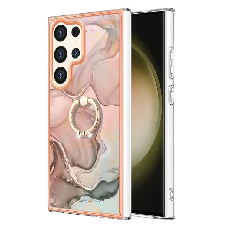 Electroplating Marble Dual-side IMD Phone Case with Ring