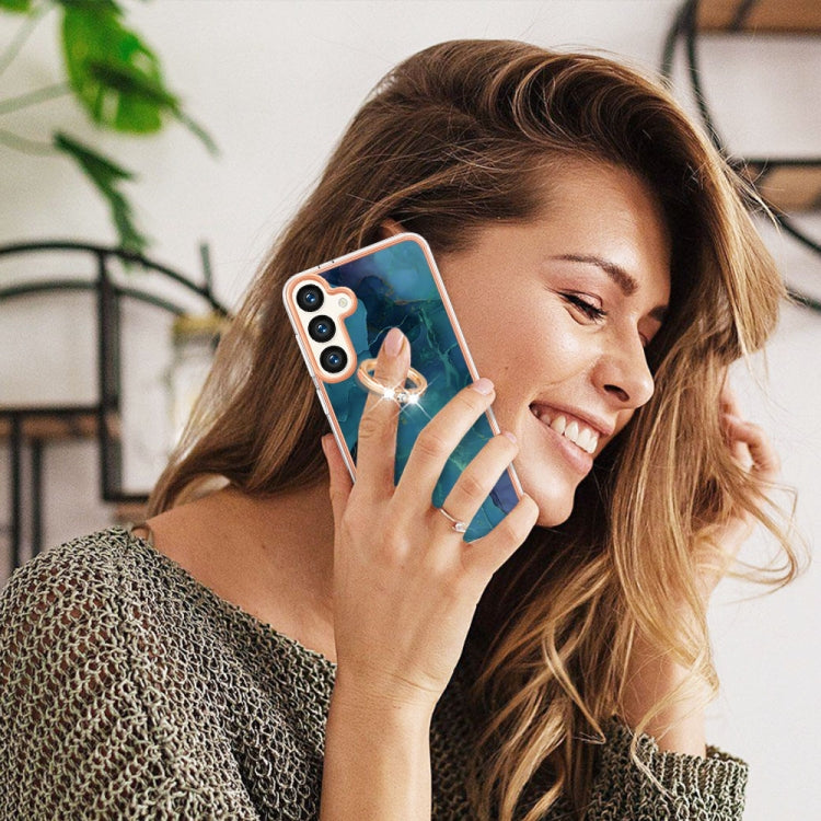 Electroplating Marble Dual-side IMD Phone Case with Ring