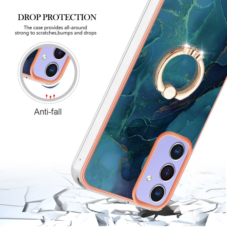 Electroplating Marble Dual-side IMD Phone Case with Ring