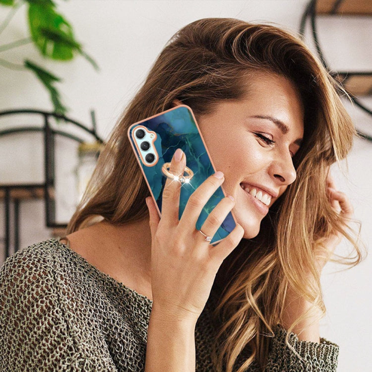 Electroplating Marble Dual-side IMD Phone Case with Ring