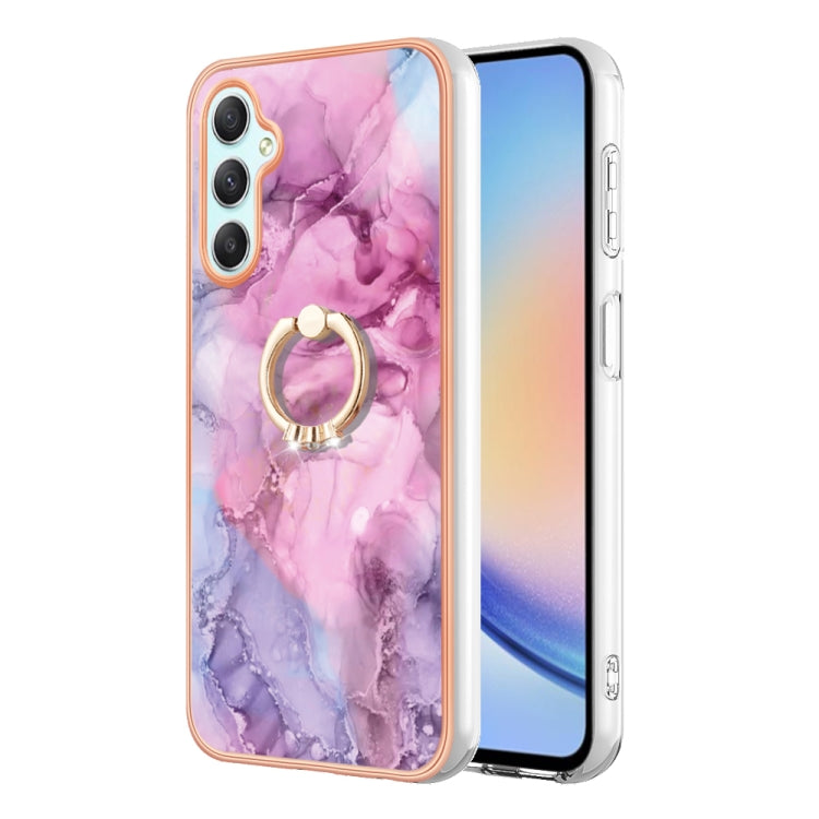 Electroplating Marble Dual-side IMD Phone Case with Ring