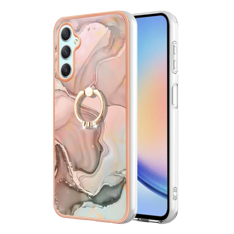 Electroplating Marble Dual-side IMD Phone Case with Ring