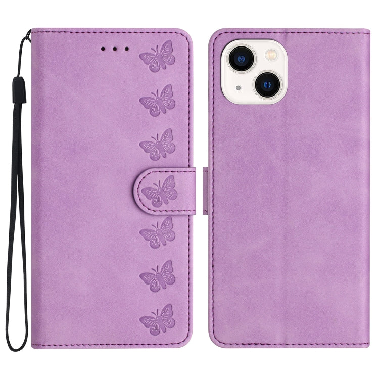 Seven Butterflies Embossed Leather Phone Case