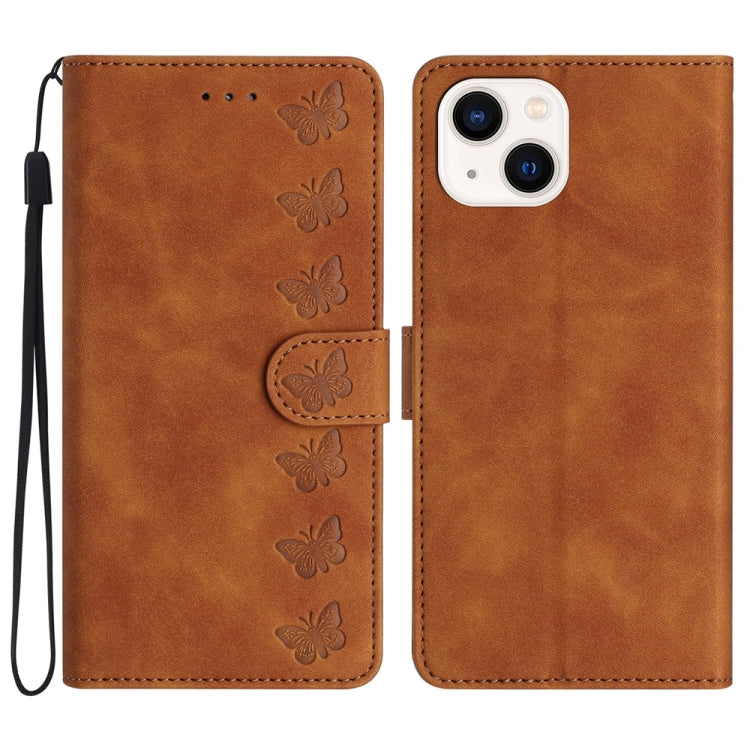 Seven Butterflies Embossed Leather Phone Case