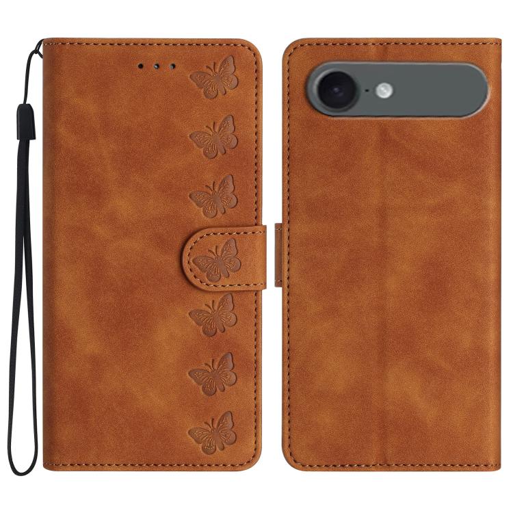 Seven Butterflies Embossed Leather Phone Case, For iPhone Air, For iPhone 16 Pro Max, For iPhone 16 Pro, For iPhone 16 Plus