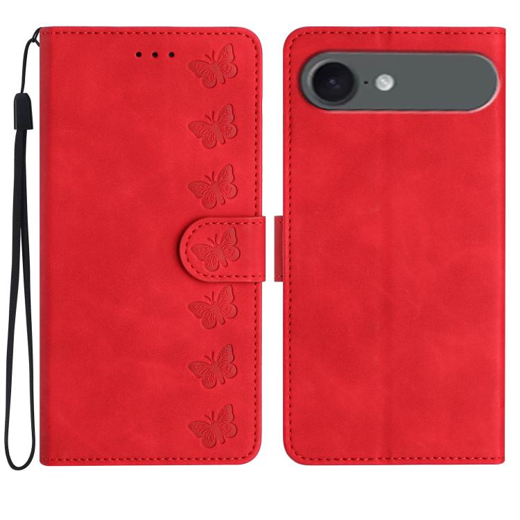 Seven Butterflies Embossed Leather Phone Case, For iPhone Air, For iPhone 16 Pro Max, For iPhone 16 Pro, For iPhone 16 Plus