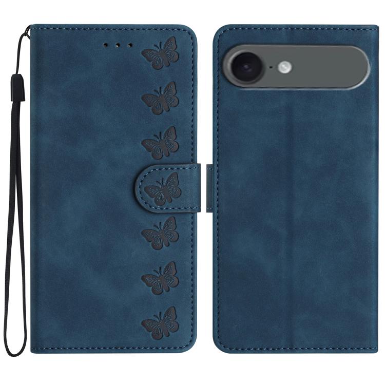 Seven Butterflies Embossed Leather Phone Case, For iPhone Air, For iPhone 16 Pro Max, For iPhone 16 Pro, For iPhone 16 Plus