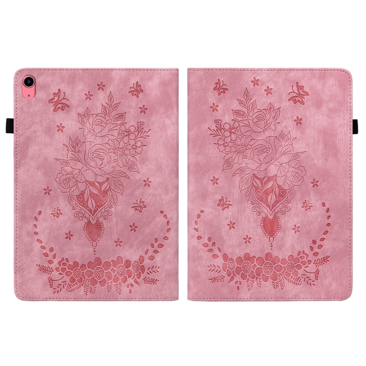 Étui en cuir gaufré motif papillon et rose pour iPad 10e génération 10.9 (2022)