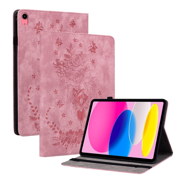 Étui en cuir gaufré motif papillon et rose pour iPad 10e génération 10.9 (2022)