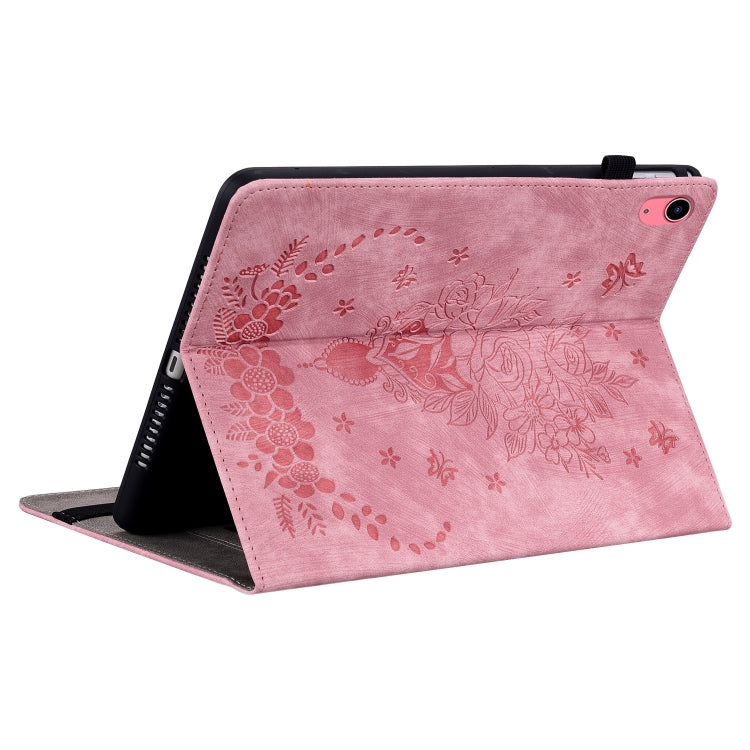 Étui en cuir gaufré motif papillon et rose pour iPad 10e génération 10.9 (2022)