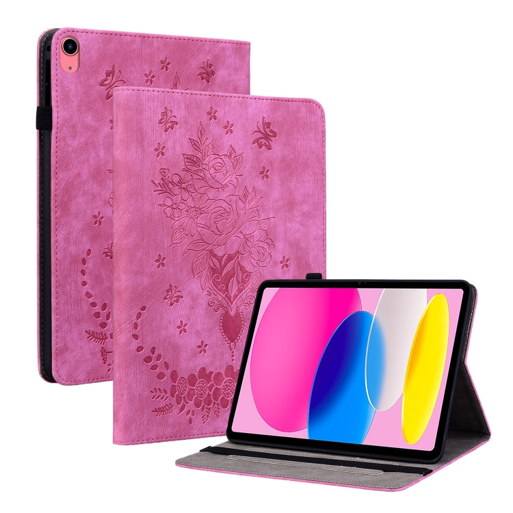 Étui en cuir gaufré motif papillon et rose pour iPad 10e génération 10.9 (2022)