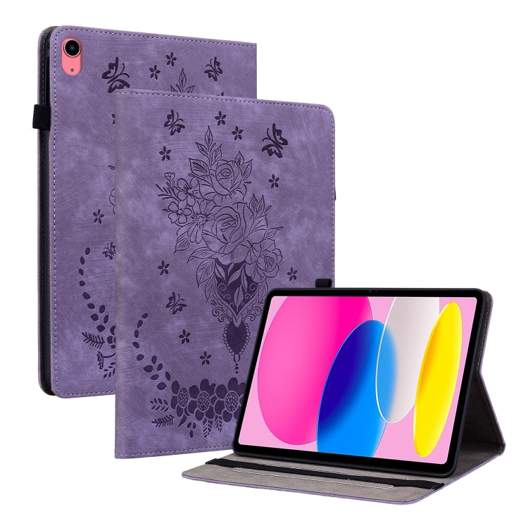 Étui en cuir gaufré motif papillon et rose pour iPad 10e génération 10.9 (2022)