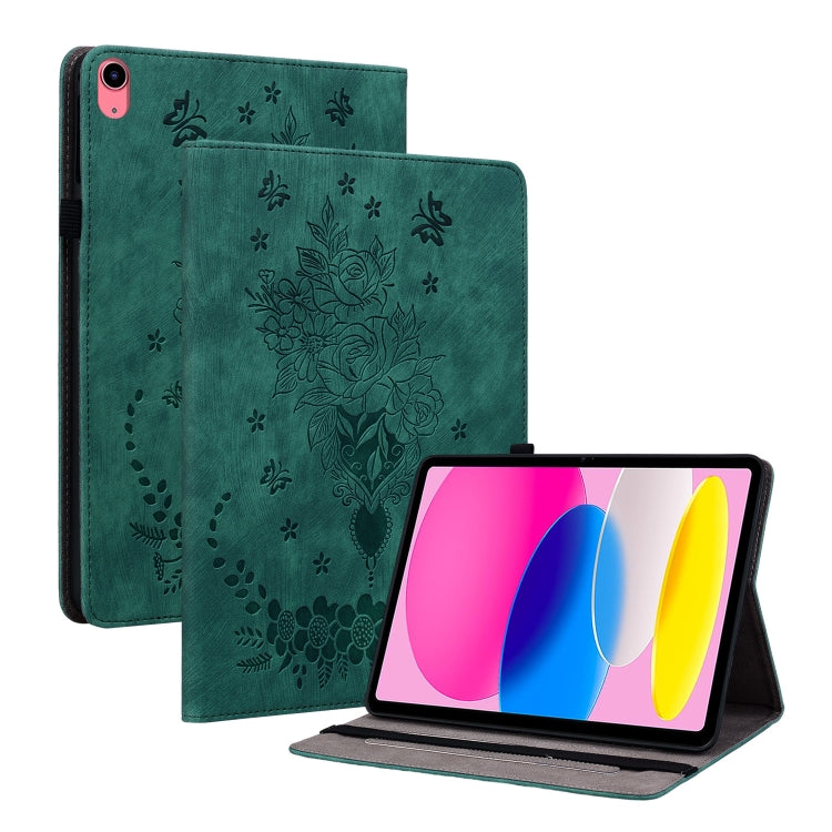 Étui en cuir gaufré motif papillon et rose pour iPad 10e génération 10.9 (2022)