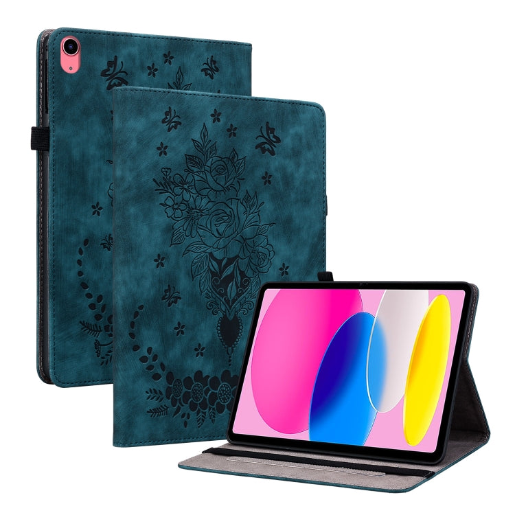 Étui en cuir gaufré motif papillon et rose pour iPad 10e génération 10.9 (2022)
