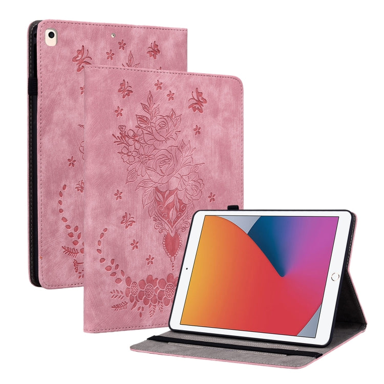 Butterfly Rose Embossed Leather Smart Tablet Case, For iPad Pro 11 2021 / Air 4 2020, For iPad mini 5 / 4 / 3 / 2 / 1, For iPad 9.7 2018 / 2017 / Air / Air 2