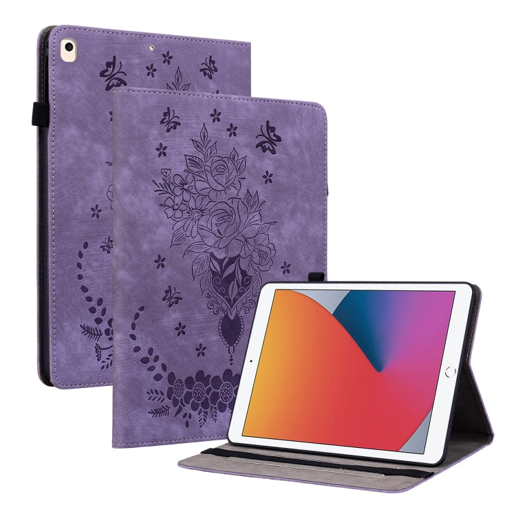 Butterfly Rose Embossed Leather Smart Tablet Case, For iPad Pro 11 2021 / Air 4 2020, For iPad mini 5 / 4 / 3 / 2 / 1, For iPad 9.7 2018 / 2017 / Air / Air 2