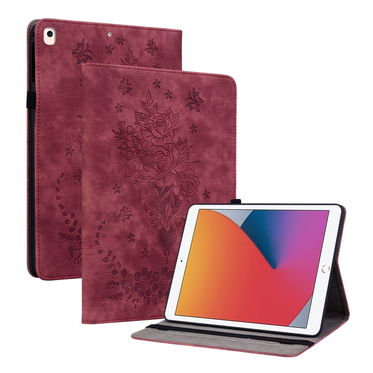 Butterfly Rose Embossed Leather Smart Tablet Case, For iPad Pro 11 2021 / Air 4 2020, For iPad mini 5 / 4 / 3 / 2 / 1, For iPad 9.7 2018 / 2017 / Air / Air 2