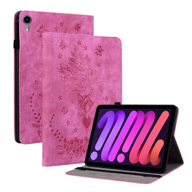 Butterfly Rose Embossed Leather Smart Tablet Case, For iPad Air 11 2025 / 2024, For iPad mini 2024 / mini 6, For iPad Pro 11 2024, For iPad 10.2 2021 / Air 10.5 2019