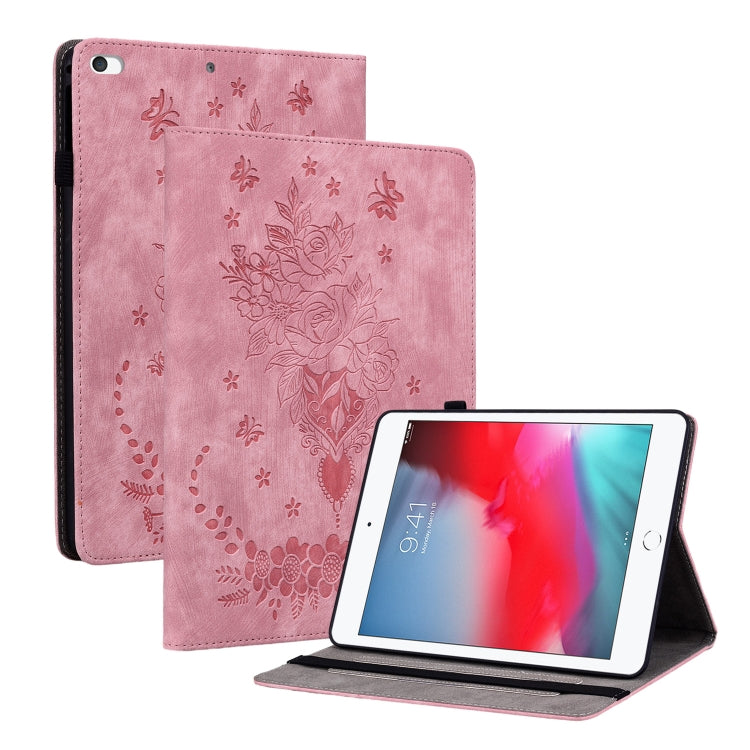 Butterfly Rose Embossed Leather Smart Tablet Case, For iPad Pro 11 2021 / Air 4 2020, For iPad mini 5 / 4 / 3 / 2 / 1, For iPad 9.7 2018 / 2017 / Air / Air 2