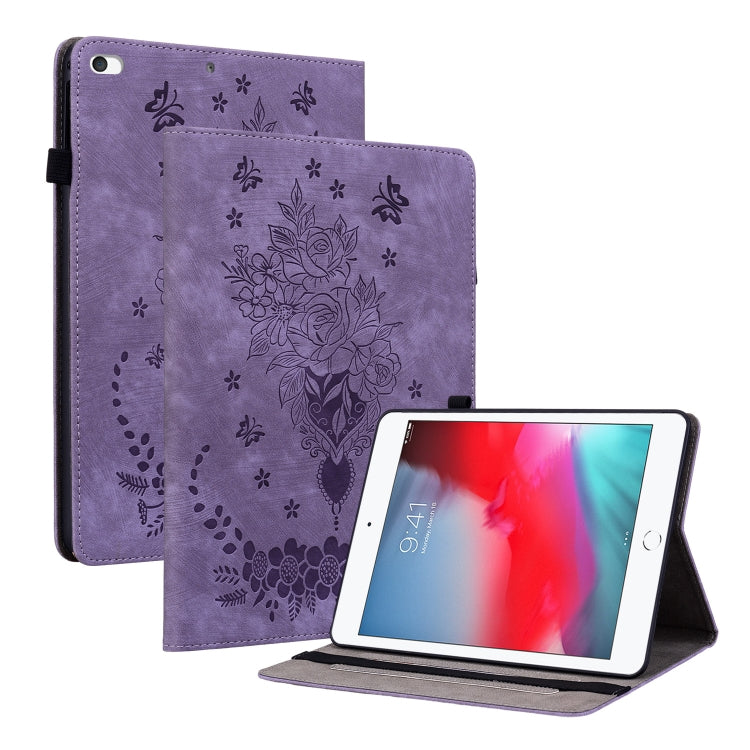 Butterfly Rose Embossed Leather Smart Tablet Case, For iPad Pro 11 2021 / Air 4 2020, For iPad mini 5 / 4 / 3 / 2 / 1, For iPad 9.7 2018 / 2017 / Air / Air 2