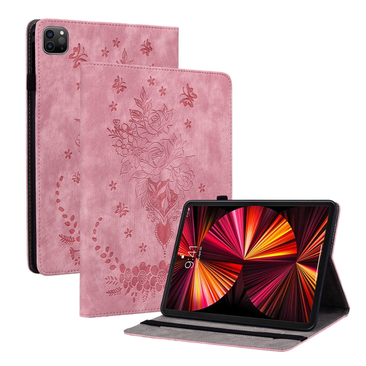 Butterfly Rose Embossed Leather Smart Tablet Case, For iPad Pro 11 2021 / Air 4 2020, For iPad mini 5 / 4 / 3 / 2 / 1, For iPad 9.7 2018 / 2017 / Air / Air 2