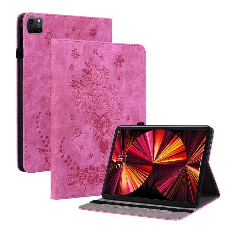 Butterfly Rose Embossed Leather Smart Tablet Case, For iPad Pro 11 2021 / Air 4 2020, For iPad mini 5 / 4 / 3 / 2 / 1, For iPad 9.7 2018 / 2017 / Air / Air 2
