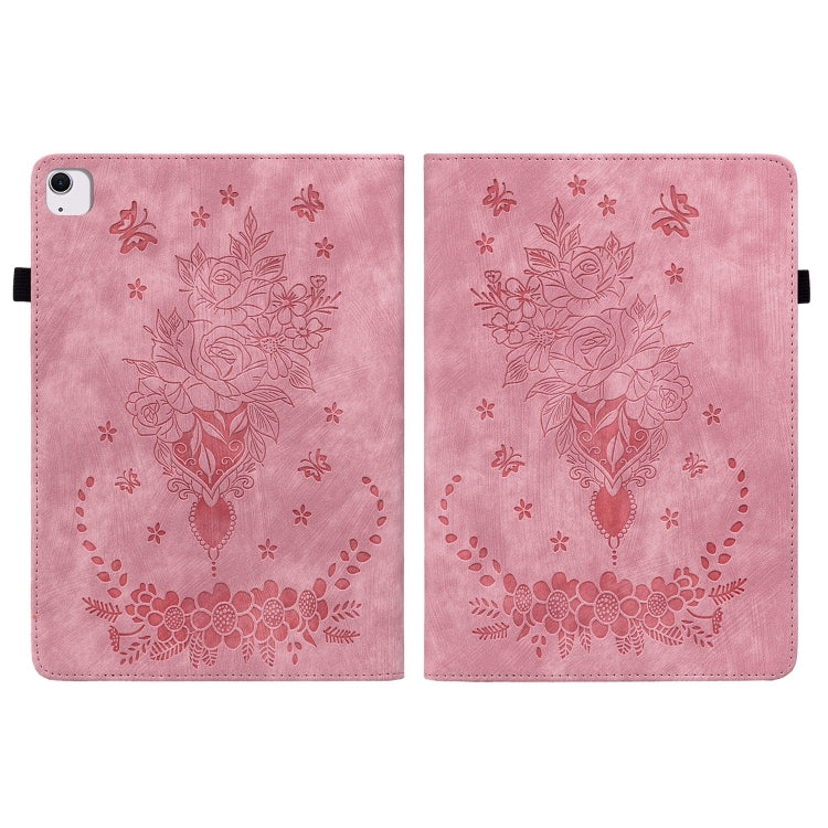 Butterfly Rose Embossed Leather Smart Tablet Case, For iPad Air 11 2025 / 2024, For iPad mini 2024 / mini 6, For iPad Pro 11 2024, For iPad 10.2 2021 / Air 10.5 2019
