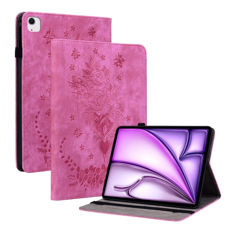 Butterfly Rose Embossed Leather Smart Tablet Case, For iPad Air 11 2026 / 2025 / 2024, For iPad Pro 11 2025 / 2024, For iPad mini 2024 / mini 6, For iPad 10.2 2021 / Air 10.5 2019