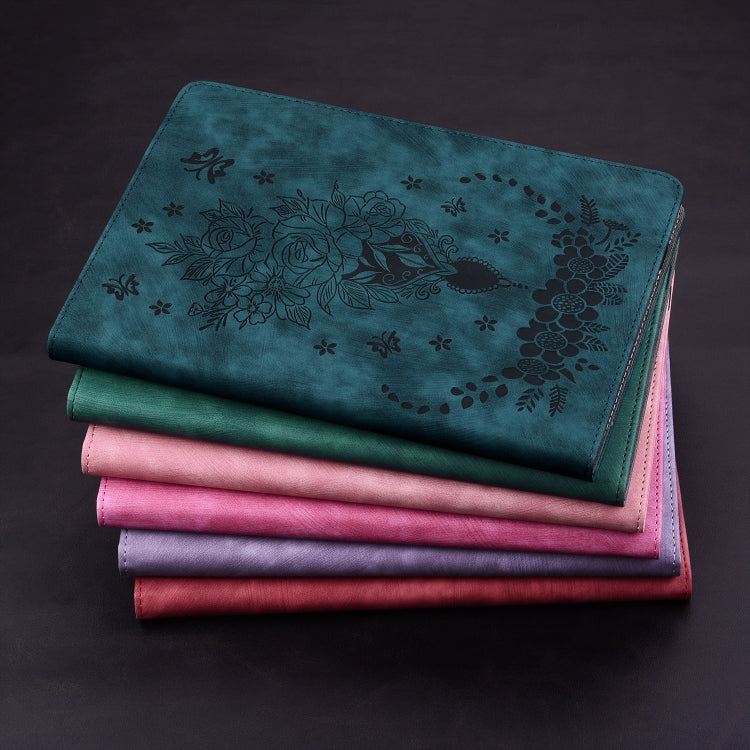 Butterfly Rose Embossed Leather Smart Tablet Case, For iPad Pro 11 2021 / Air 4 2020, For iPad mini 5 / 4 / 3 / 2 / 1, For iPad 9.7 2018 / 2017 / Air / Air 2