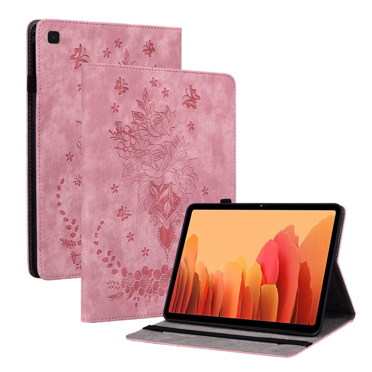 Butterfly Rose Embossed Leather Smart Tablet Case, For Samsung Galaxy Tab A7 10.4 2020 T500, For Samsung Galaxy Tab A8 10.5 2021 X205, For Samsung Galaxy Tab S6 Lite P610