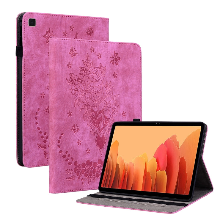 Butterfly Rose Embossed Leather Smart Tablet Case, For Samsung Galaxy Tab A7 10.4 2020 T500, For Samsung Galaxy Tab A8 10.5 2021 X205, For Samsung Galaxy Tab S6 Lite P610