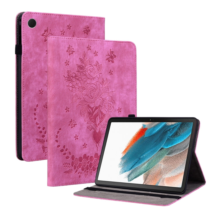 Butterfly Rose Embossed Leather Smart Tablet Case, For Samsung Galaxy Tab A7 10.4 2020 T500, For Samsung Galaxy Tab A8 10.5 2021 X205, For Samsung Galaxy Tab S6 Lite P610