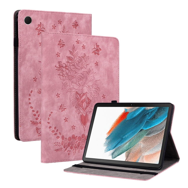 Butterfly Rose Embossed Leather Smart Tablet Case, For Samsung Galaxy Tab A7 10.4 2020 T500, For Samsung Galaxy Tab A8 10.5 2021 X205, For Samsung Galaxy Tab S6 Lite P610