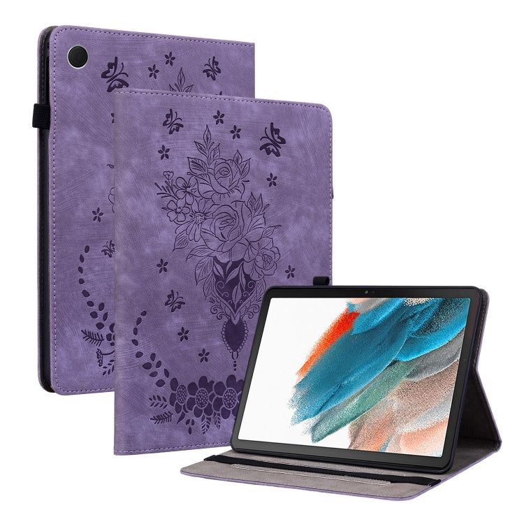 Butterfly Rose Embossed Leather Tablet Case, For Galaxy Tab S12+, For Samsung Galaxy Tab S11, For Samsung Galaxy Tab А9+, For Samsung Galaxy Tab А9